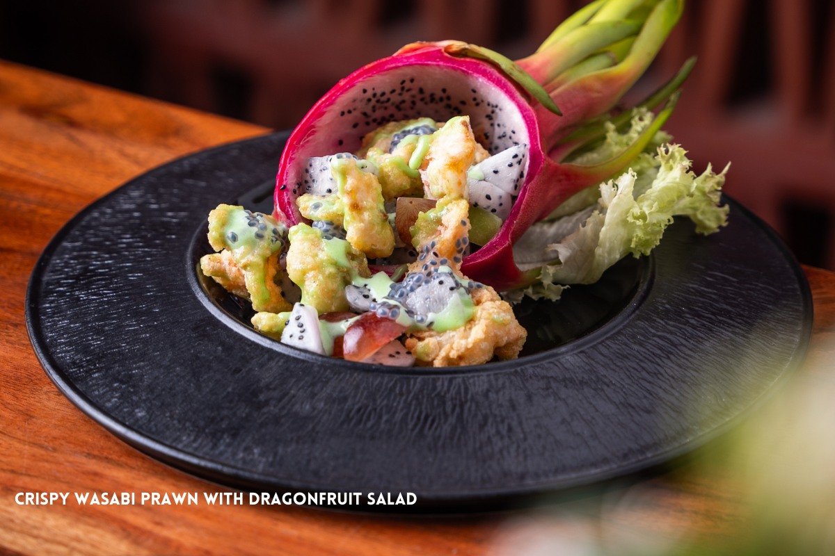 Crispy Wasabi Prawn with Dragonfruit Salad
